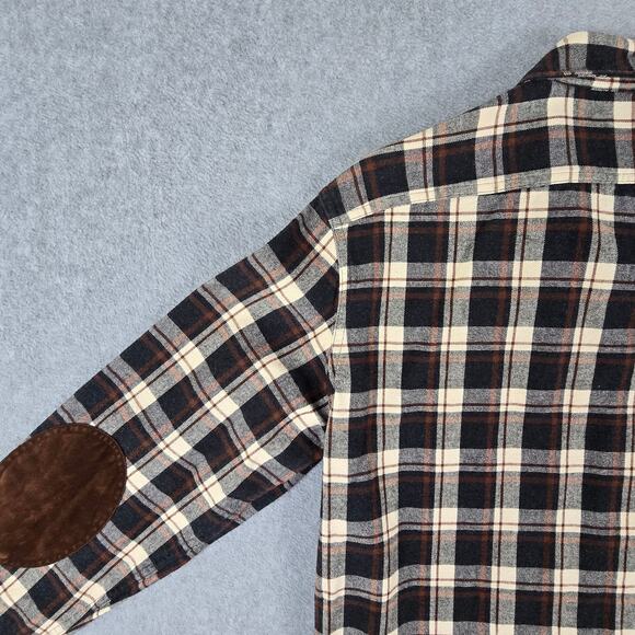J. Crew Mercantile Shirt Mens Size Medium Brown Flannel Elbow Patches - Picture 8 of 16